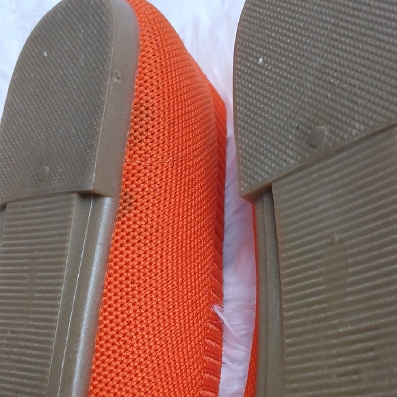 Orange Knit Pointed Toe Casual Bright Everyday Women's Flats - Picture 5 of 13